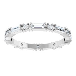 14K White Gold Straight Baguette 4 X 1.5 Mm G-H Si2-Si3 5/8 Ctw Natural Diamond Eternity Band Size 7