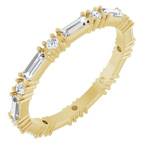 14K Yellow Gold Straight Baguette 4 X 1.5 Mm G-H Si2-Si3 5/8 Ctw Natural Diamond Eternity Band Size 7