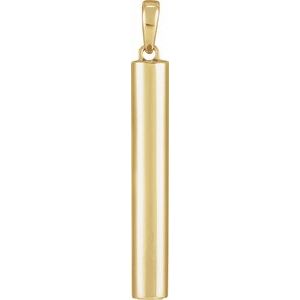 14K Yellow Gold-Plated Sterling Silver 36.5 X 5 Mm Polished Cylinder Ash Holder Pendant