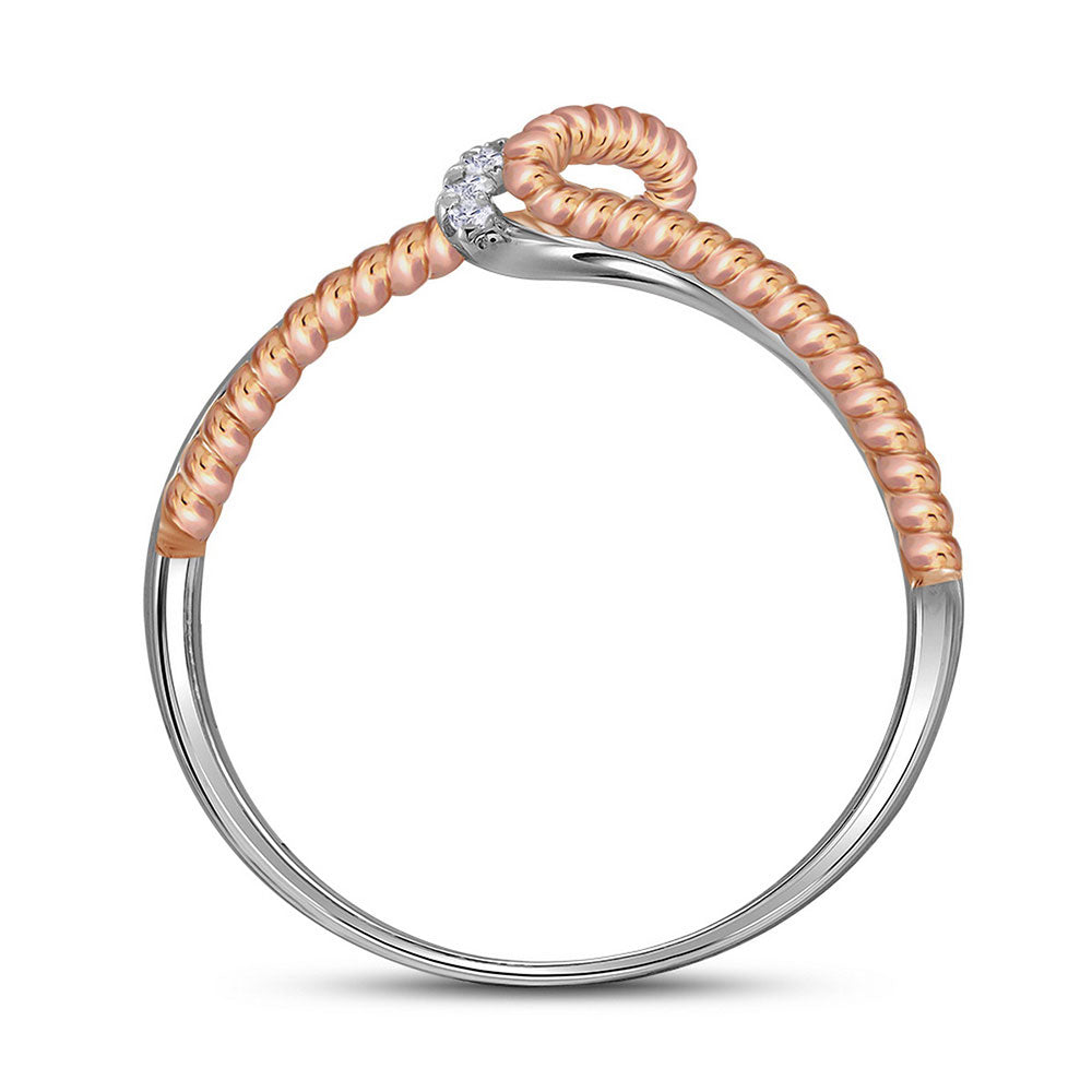 10K Two-tone Gold Womens Round Diamond Rope Band Ring 1/12 Cttw, Womens Size: 5-10