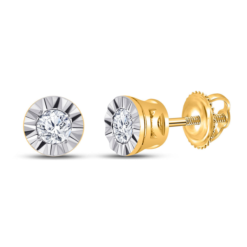 10K White Or Yellow Gold Womens Round Diamond Solitaire Illusion-set Stud Earrings