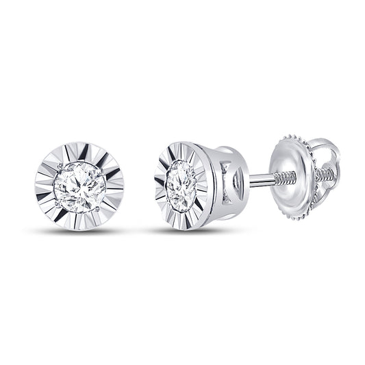 10K White Or Yellow Gold Womens Round Diamond Solitaire Illusion-set Stud Earrings