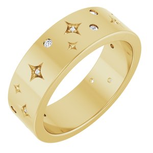 14K Yellow Gold Round 1.5 Mm G-H Si2-Si3 1/8 Ctw Natural Diamond Star Band Size 7
