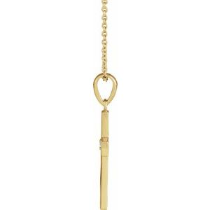 14K Yellow Gold Round 1.5Mm G-H I1 .015 Ct Natural Diamond Engravable Cross Necklace, Length: 18 In