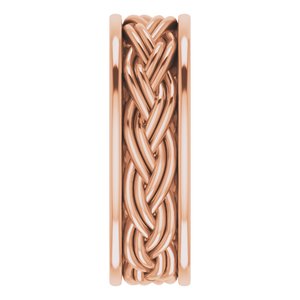 14k Yellow Or White Or Rose Gold Woven-Design Comfort-Fit Flat Band