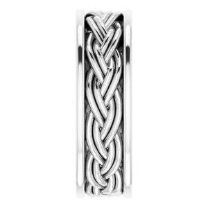 Platinum Woven-Design Comfort-Fit Flat Band