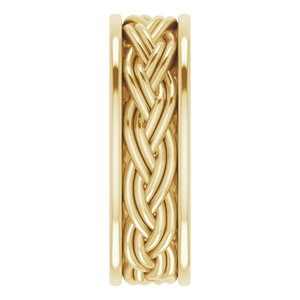 10k Yellow Or White Or Rose Gold Woven-Design Comfort-Fit Flat Band