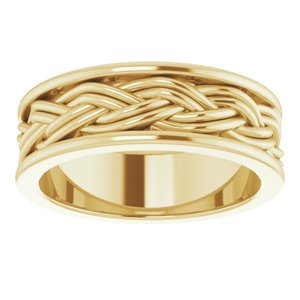 18k Yellow Or White Or Rose Gold Woven-Design Comfort-Fit Flat Band