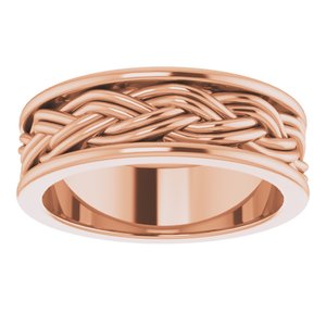 10k Yellow Or White Or Rose Gold Woven-Design Comfort-Fit Flat Band