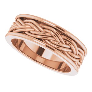 14k Yellow Or White Or Rose Gold Woven-Design Comfort-Fit Flat Band