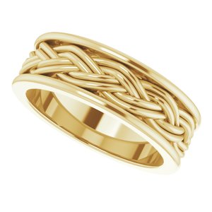 10k Yellow Or White Or Rose Gold Woven-Design Comfort-Fit Flat Band