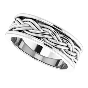 Platinum Woven-Design Comfort-Fit Flat Band