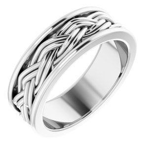 Platinum Woven-Design Comfort-Fit Flat Band