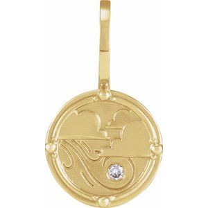 14K Yellow Gold Round 1.5 Mm G-H I1 .015 Ct Natural Diamond Air Element Pendant