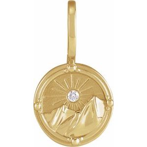 14K Yellow Gold Round 1.5 Mm G-H I1 .015 Ct Natural Diamond Earth Element Pendant