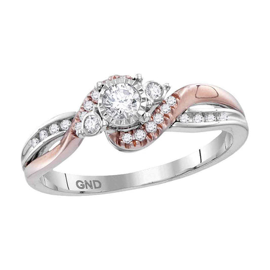 14K White Rose-tone Gold Round Diamond Solitaire Bridal Wedding Engagement Ring 1/4 Cttw, Womens Size: 5-10