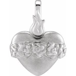 Sterling Silver 11.12 X 11.12 Mm Polished Immaculate Heart Of Mary Pendant