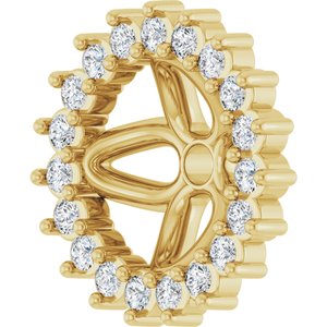 14K Yellow Gold 6 Mm Pair Polished 1/6 Ctw Natural Diamond Earring Jackets