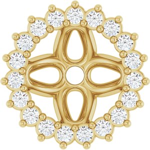 14K Yellow Gold 6 Mm Pair Polished 1/6 Ctw Natural Diamond Earring Jackets