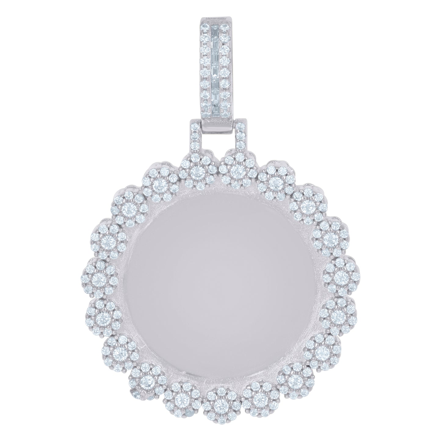 Sterling Silver Or Yellow-Tone Mens Cubic-Zirconia Picture Frame Charm Pendant