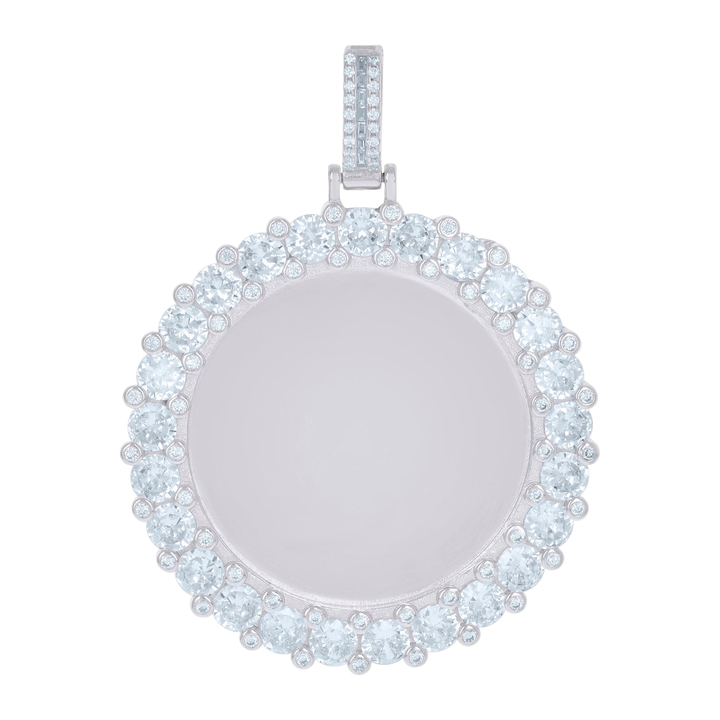 Sterling Silver Or Yellow-Tone Mens Cubic-Zirconia Picture Frame Charm Pendant