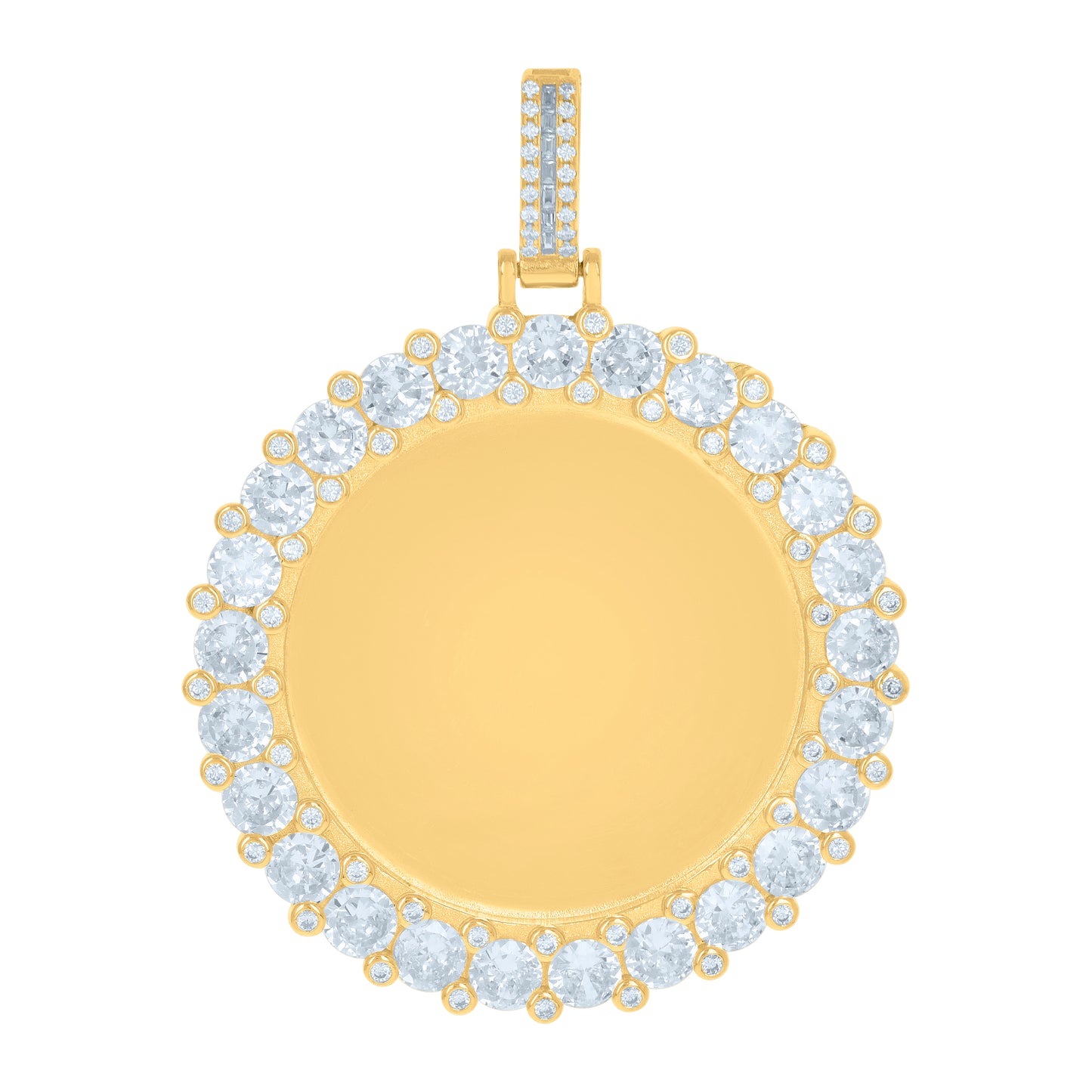 Sterling Silver Or Yellow-Tone Mens Cubic-Zirconia Picture Frame Charm Pendant