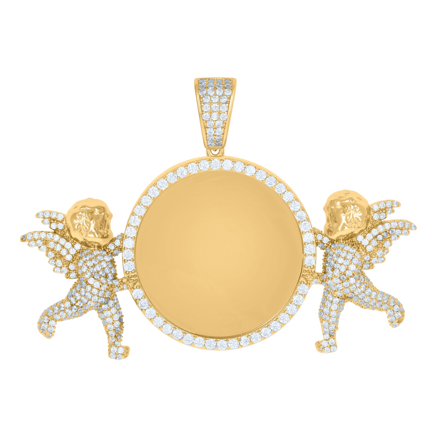 Sterling Silver Or Yellow-Tone Mens Cubic-Zirconia Angels Picture Frame Charm Pendant
