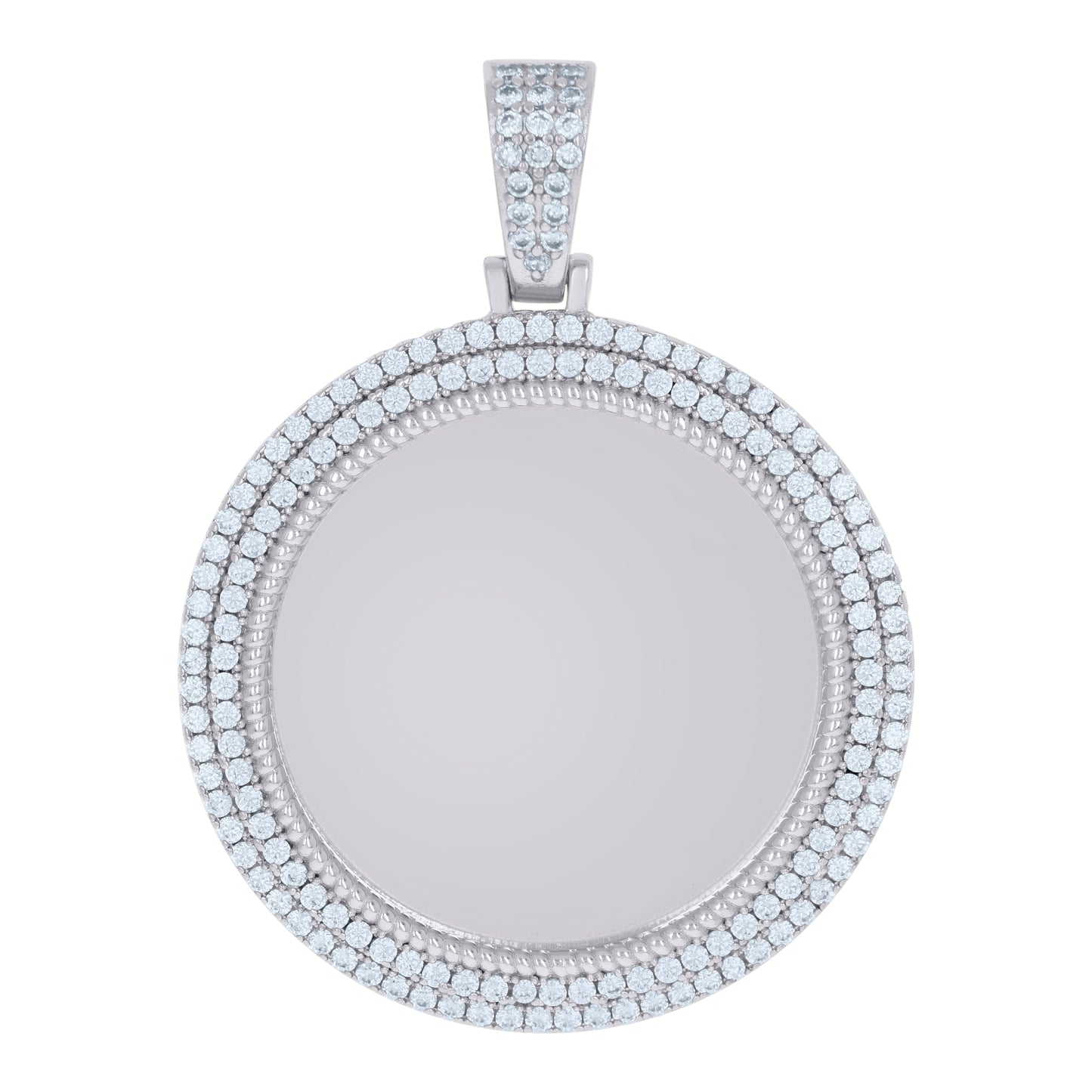 Sterling Silver Or Yellow-Tone Mens Cubic-Zirconia Picture Frame Charm Pendant