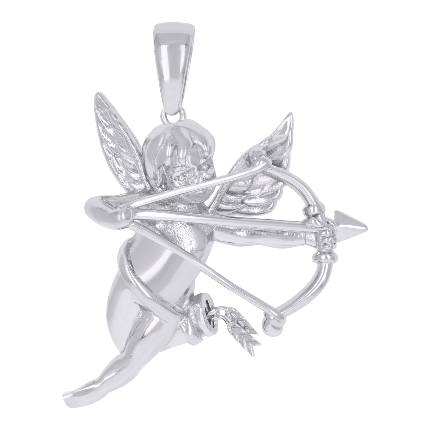 Sterling Silver Mens Cupid Angel Religious Charm Pendant
