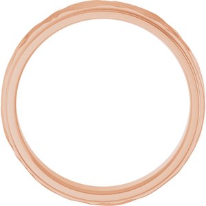14K Rose Gold 6 mm Stepped-Edge Textured Comfort-Fit Flat Band Size 12