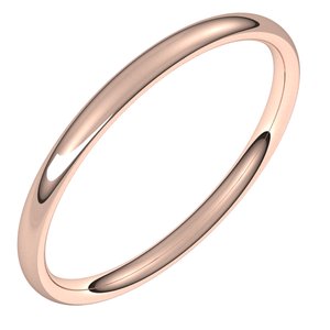 18K Rose Gold 2 mm Comfort-Fit Lightweight European-Style Band Size 5