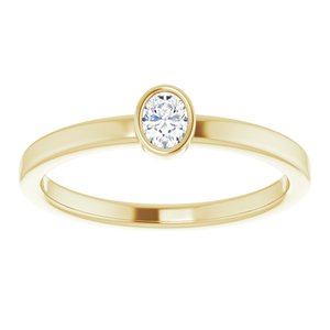 14K Yellow Gold Natural Diamond Oval 4 X 3 Mm Polished 1/6 Ct Natural Diamond Solitaire Bezel-Set Ring Size 7