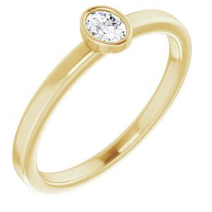 14K Yellow Gold Natural Diamond Oval 4 X 3 Mm Polished 1/6 Ct Natural Diamond Solitaire Bezel-Set Ring Size 7