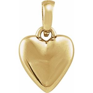 14K Yellow Gold 11.75 X 6.79 Mm Polished Puffed Heart Pendant