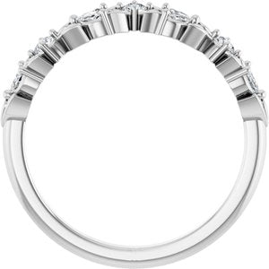 14K White Gold Marquise 2.5 X 1.25 Mm Polished 1/4 Ctw Lab-Grown Diamond Anniversary Band Size 7