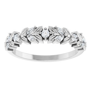 14K White Gold Marquise 2.5 X 1.25 Mm Polished 1/4 Ctw Lab-Grown Diamond Anniversary Band Size 7