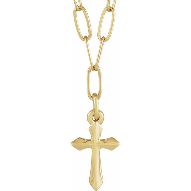 14K Yellow Gold 9.5 X 7 Mm 18 In Polished Cross Link Necklace