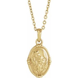 14K Yellow Gold 18.36 X 8.16 Mm 16-18 In Polished Vintage-Inspired Floral Necklace
