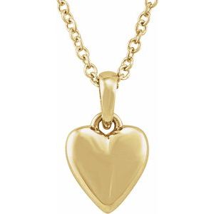 14K Yellow Gold 11.75 X 6.79 Mm 15 In Polished Youth Heart Necklace