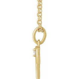 14K Yellow Gold Zodiac Aries Round 1.5 Mm G-H I1 .015 Ct Natural Diamond Zodiac Necklace, Length: 18 In