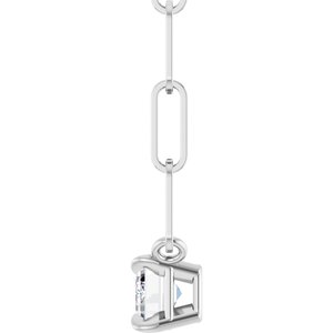 14K White Gold Emerald 6 X 4Mm Fg Vs 5/8 Ct Lab-Grown Diamond Solitaire Claw Prong Necklace, Length: 16 In