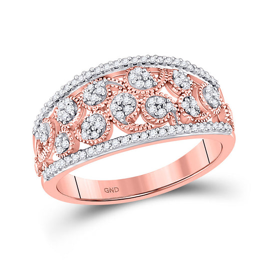 10K Rose Gold Womens Round Diamond Band Ring 1/4 Cttw, Womens Size: 5-10