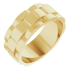 14K Yellow Gold Bead Blast/Polished 8.5 Mm Polished Watch Strap Band Size 10