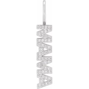 14K White Gold Round .8Mm G-H I1 1/10 Ctw Natural Diamond Mama Pendant