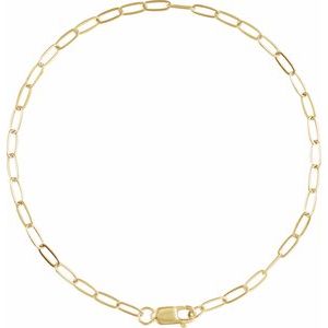 10K Yellow Or White Or Rose Gold 2.1 mm Lobster Clasp Paperclip-Style 7" Chain