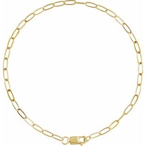 14K Yellow Or White Or Rose Gold Or Sterling Silver Or Gold Filled 2.1 mm Lobster Clasp Paperclip-Style 7" Chain
