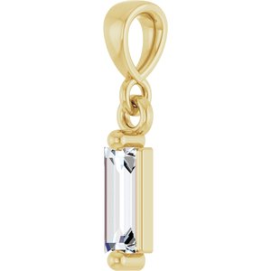 14K Yellow Gold Straight Baguette 5 X 2Mm G-H Vs 1/6 Ct Natural Diamond Solitaire Pendant