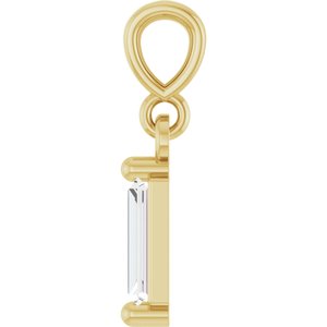 14K Yellow Gold Straight Baguette 5 X 2Mm G-H Vs 1/6 Ct Natural Diamond Solitaire Pendant