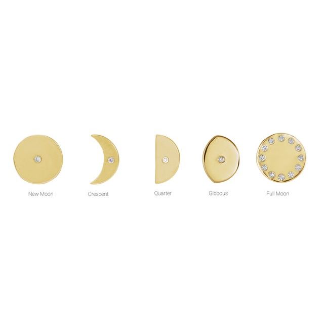 14K White Or Yellow Gold Or Sterling Silver Round 1.2 Mm Polished .015 Ctw Natural Diamond Moon Phase Ring, Size 7