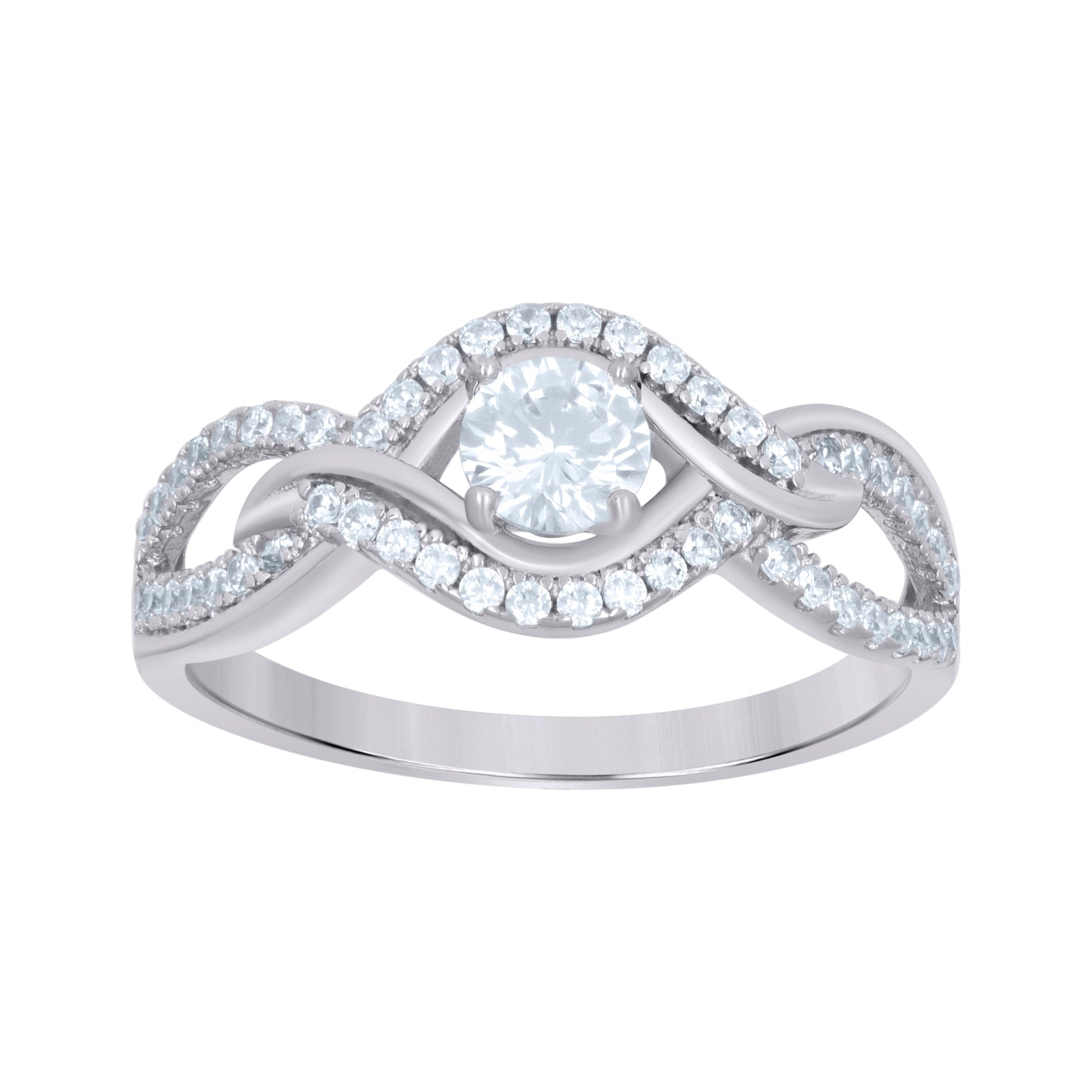 Sterling Silver Women's Cubic-Zirconia Fashion Bridal Anniversary Wedding Engagement Band Ring